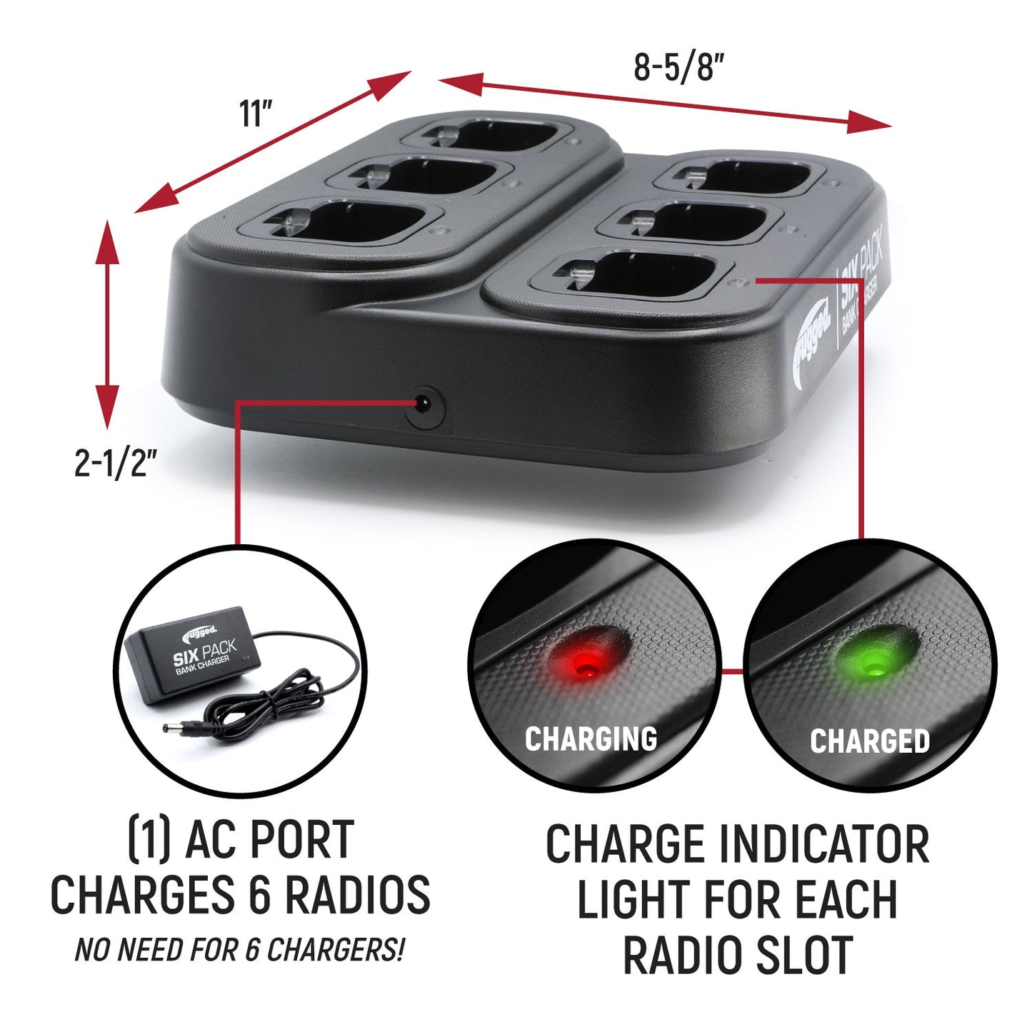 Business Band Handheld Radio and 6-Pack Bank Charger Bundle