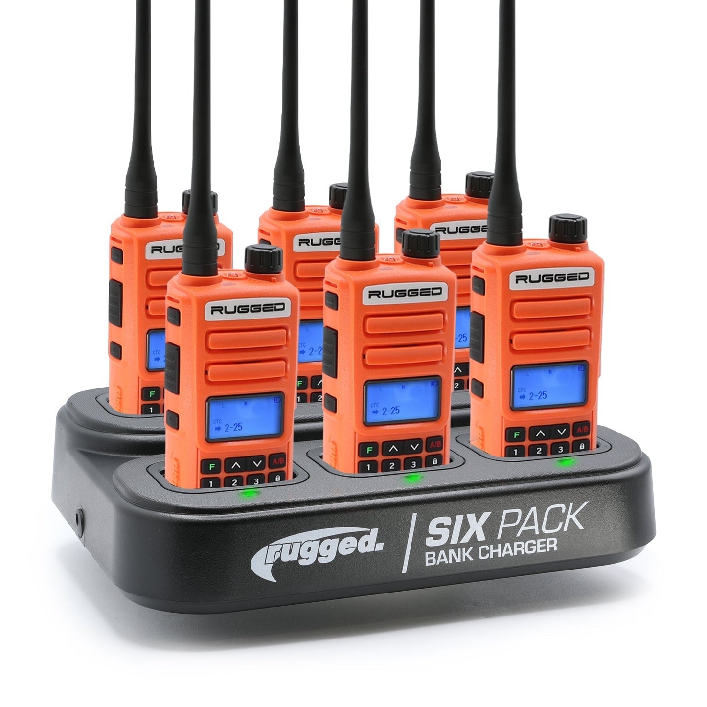 GMRS Handheld Radio and 6-Pack Bank Charger Bundle