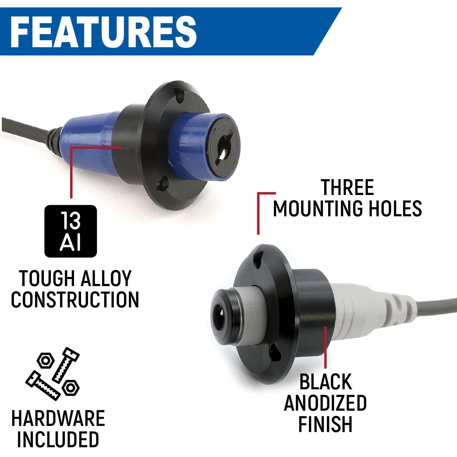 Single Headset / Helmet Jack Flush Mount